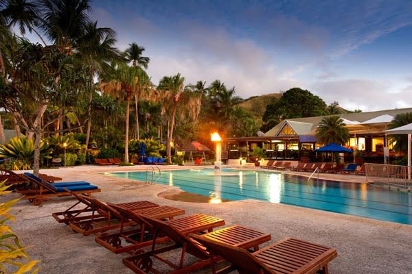 Pool in evening @ Fiji Hideaway Resort & Spa