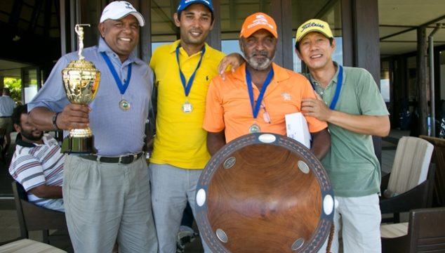 Tournament winners Men at work (L-R Wella Pillay, Ram Reddy, Alvin Singh and S.R Kim)