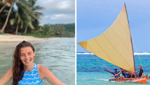 Australian-born communications specialist, Matisse Walkden-Brown, calls Fiji her home. (L) Fiji Beachouse along the Queens Highway in Nadroga is a coastal getaway that features a hive of activities