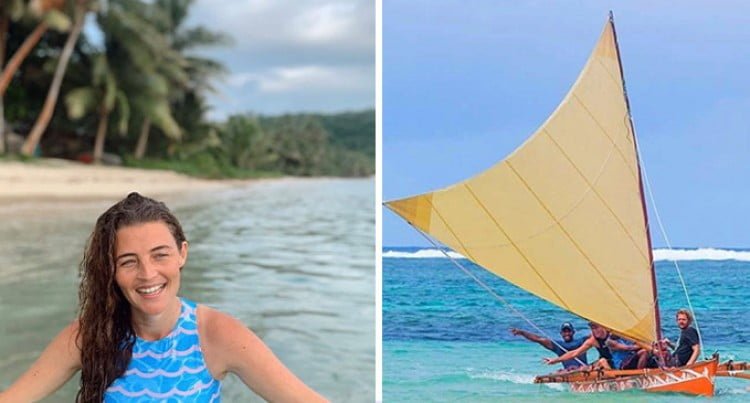 Australian-born communications specialist, Matisse Walkden-Brown, calls Fiji her home. (L) Fiji Beachouse along the Queens Highway in Nadroga is a coastal getaway that features a hive of activities