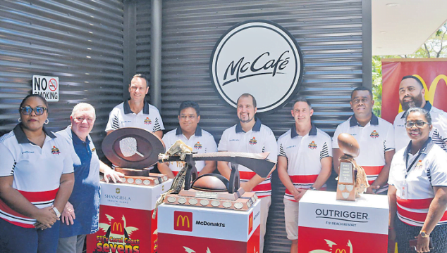 Sponsors with the McDonald’s Fiji’s Coral Coast Sevens organising committee in Nadi yesterday. Picture: BALJEET SINGH